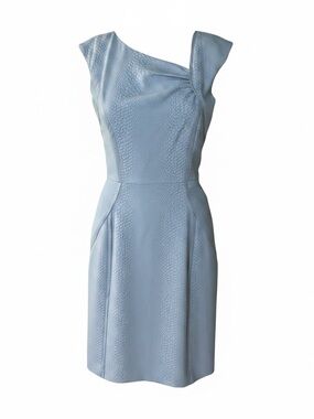 ANTONIO MELANI Pale Blue Textured below the knee fitted dress. Size 2